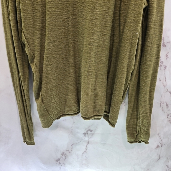 Thomas Payne Shirt Mens Large Pea Green Thermal Long Sleeve Henley Button - Picture 7 of 10